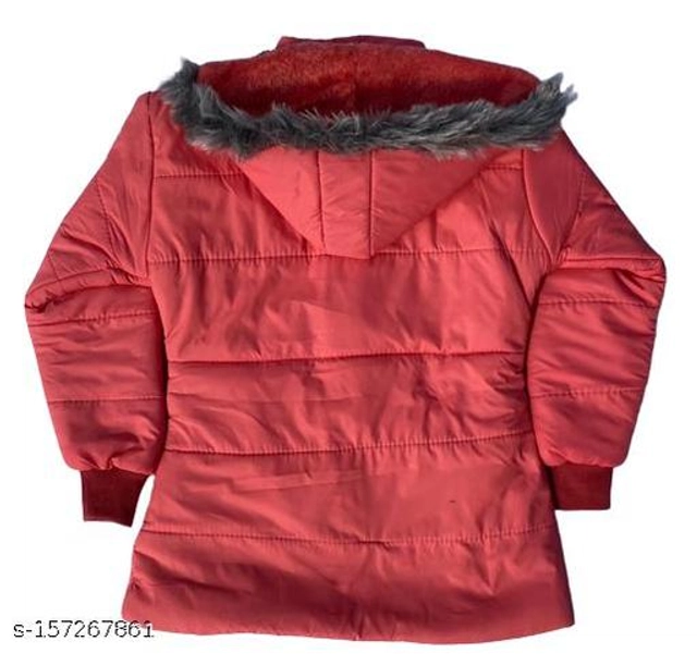 Polyester Jacket for Girls (Coral, 0-1 Years)