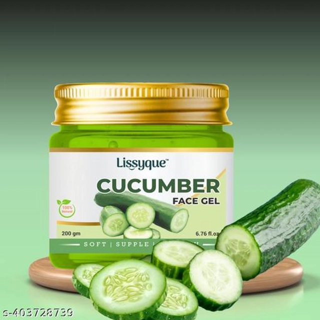  Lissyque Cucumber Gel Face Gel, Face And Hair, Ideal For Acne Scars, Dark Circle, Moisturising, Soothing, Multipurpose Gel - 200 gm