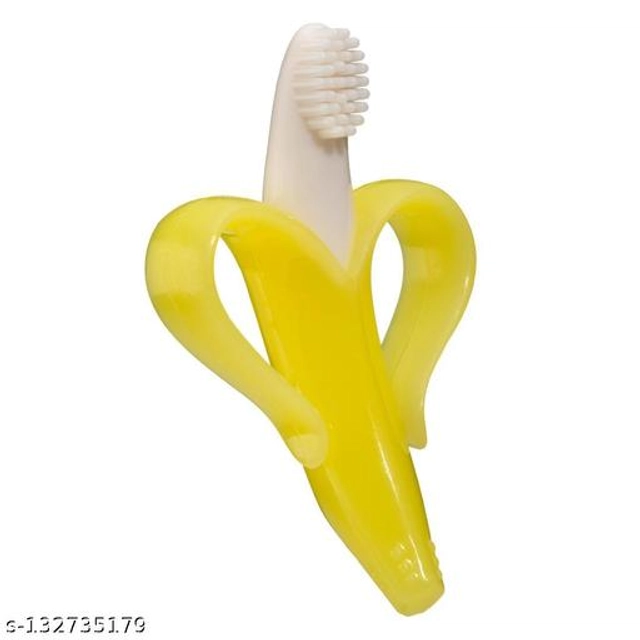 Silicone Banana Shape Toothbrush for Kids (White & Yellow)