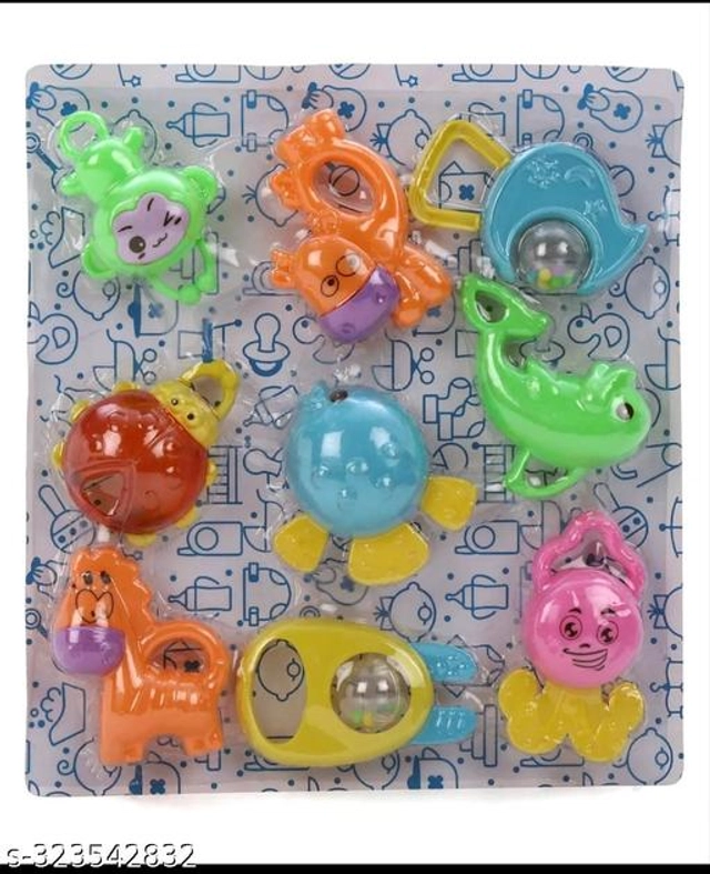 Plastic Rattle Toy for Baby (Multicolor, Pack of 9)