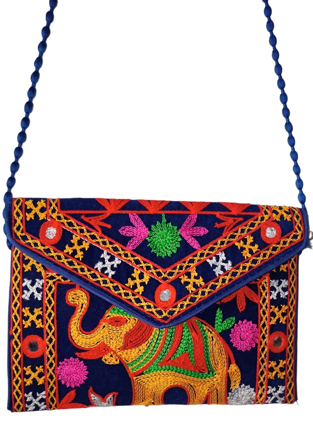 Handmade Rajasthani Sling Bag for Women (Blue)