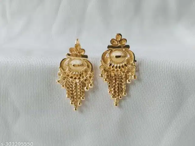 Fancy Earrings for Women (Golden, Set of 1)