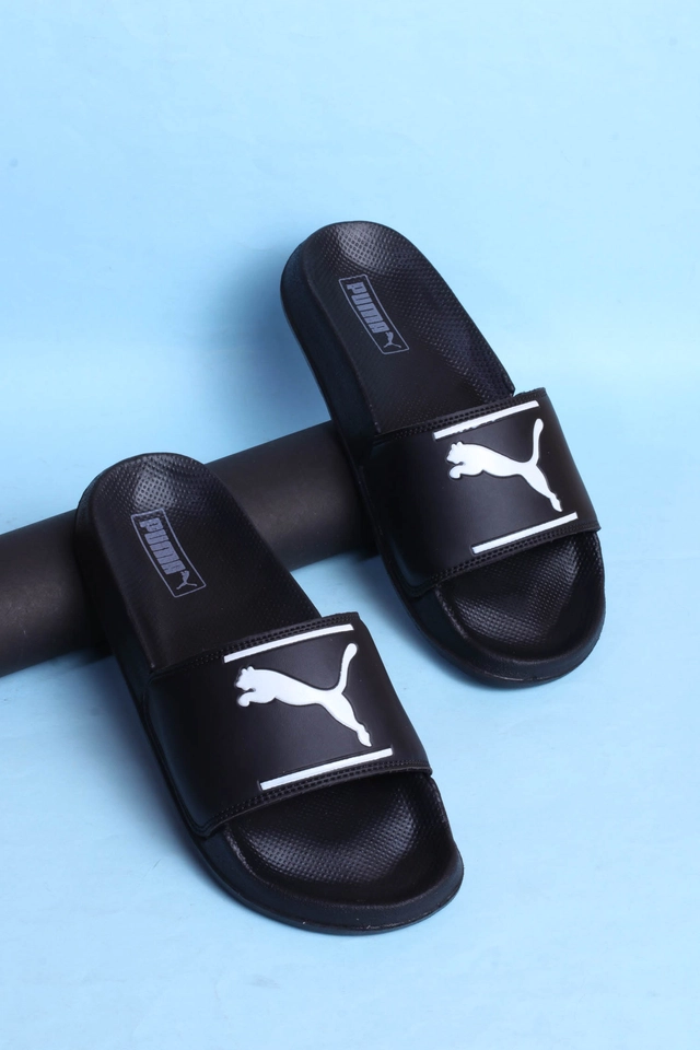 Printed Sliders for Men (Black, 6)