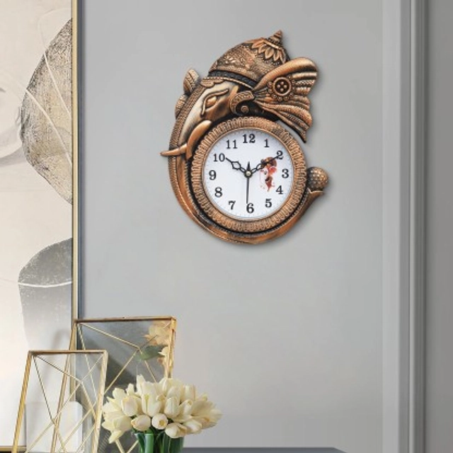 DIVINE CRAFT Analog 27.94 cm X 22.86 cm Wall Clock  (Brown, With Glass, Standard, Pack of 1)