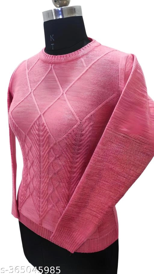 Woolen Solid Top for Women (Pink, Free Size)