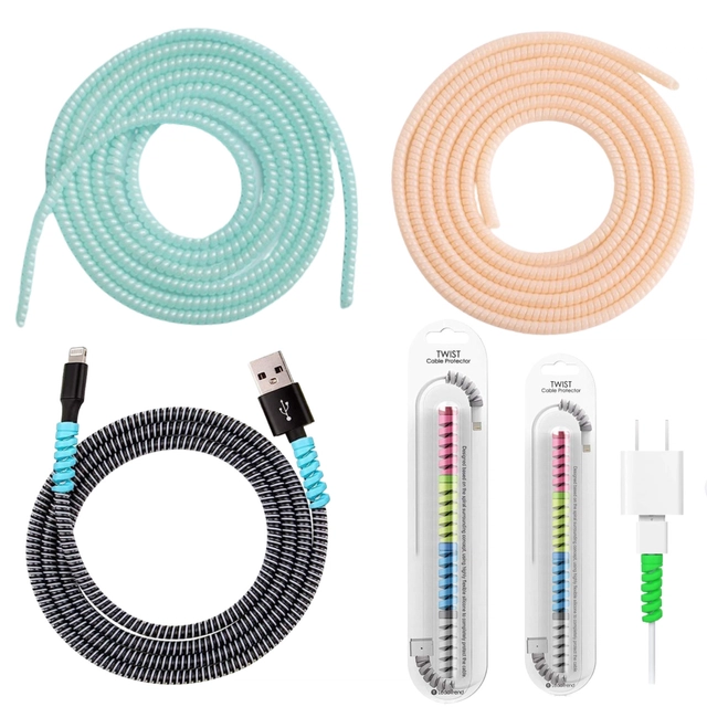 Combo of Silicone 3 Pcs 1.5 m Wire Protectors with 8 Pcs Twist Cable Protectors (Multicolor, Set of 11)