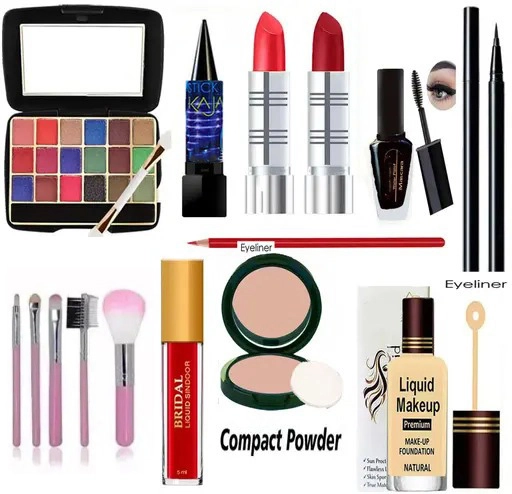 Combo of Bridal Makeup Kit for Women (Multicolor, Set of 11)