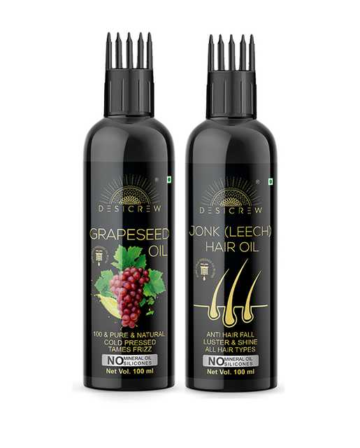 Desi Crew Pure Grapeseed Oil & Jonk Oil For Skin, Body & Hair Care (Pack Of 2, 100 ml) (KGE-665)