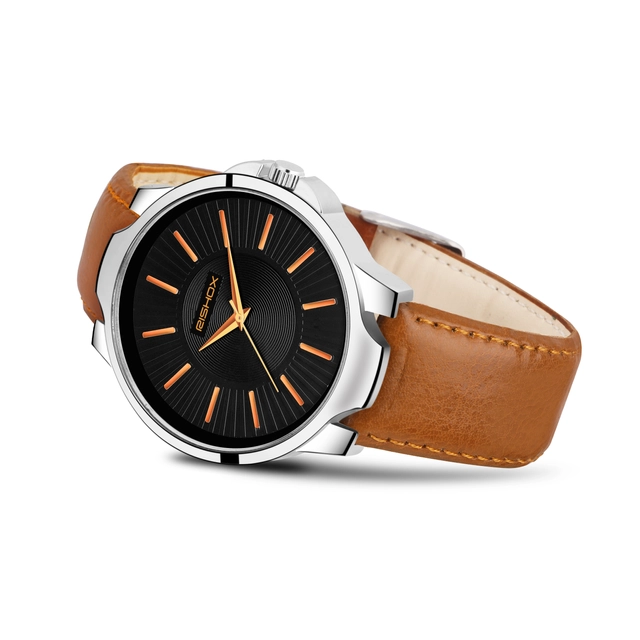 RX-1005 Leather Strap Slim Series Classy Look Analog Watch for Men (Brown & Black)