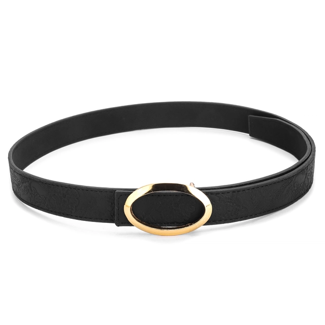 Artificial leather Belt for Women (Black & Gold)