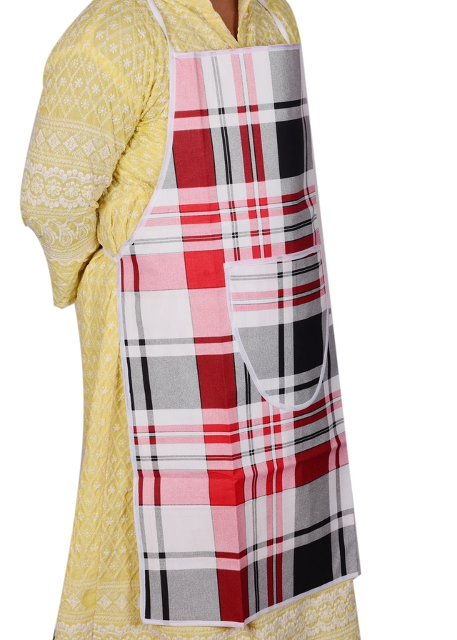 Cotton Checkered Kitchen Aprons (Multicolor)