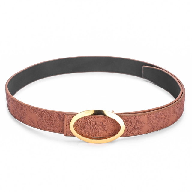 Artificial leather Belt for Women (Tan, Free Size)