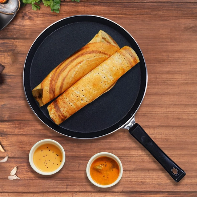 Aluminium Non-Stick Flat Dosa Tawa (Black, 26 cm)