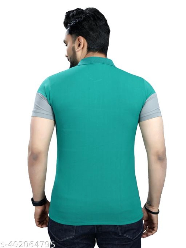Striped Half Sleeves T-Shirt for Men (Teal, M)