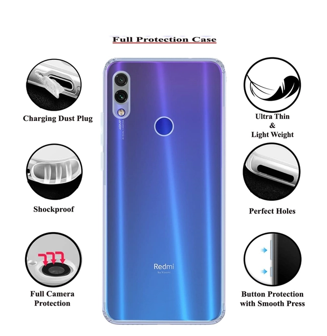 Rubber Mobile Back Cover for Redmi Note 7 Pro / Note 7 / Note 7s (Transparent)