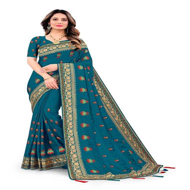 कैची फॉरएवर विचित्र सिल्क साड़ी विद ब्लाउज (मोरपिच, 5.5 m) (CF-465)