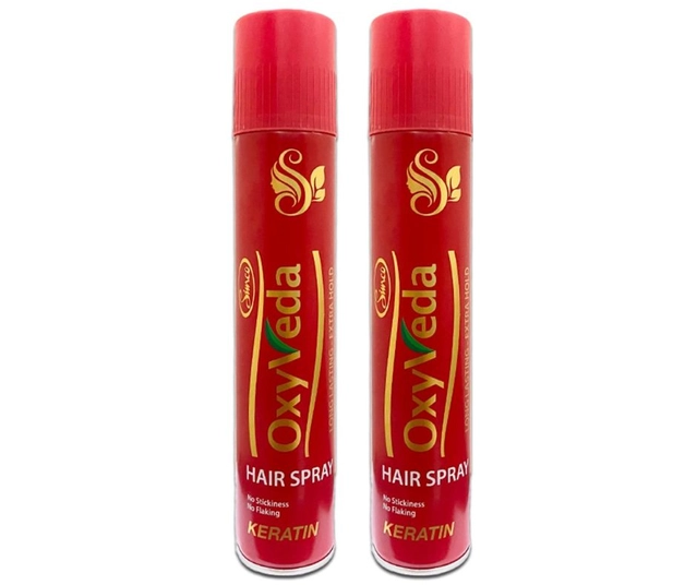 Oxy Veda Keratin Long Lasting and Extra Hold Hair Spray (420 ml, Pack of 2)