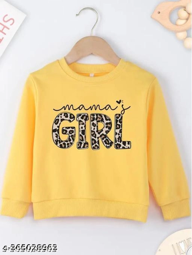 Cotton Blend Sweatshirt for Girls (Yellow, 2-3 Years)