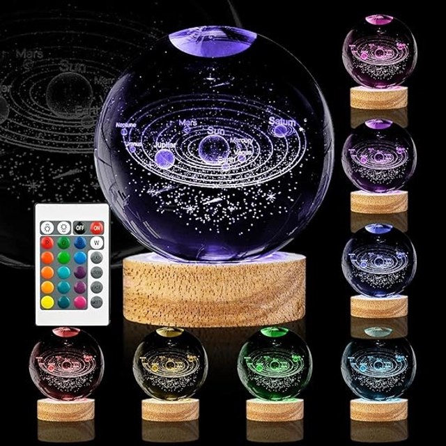 Wooden Crystal Ball Night Light (Multicolor)