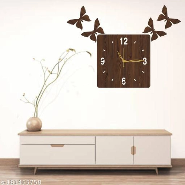 Wooden Wall Clock for Home (Brown)