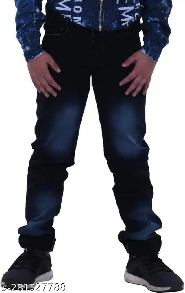 Denim Jeans for Boys (Black, 8-9 Years)