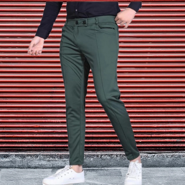 Lycra Jogger Perfect Fit Trackpants for Men (Bottle Green, 28)