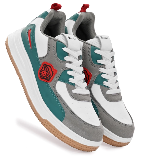 Sneakers for Men (Sea Green & White, 6)