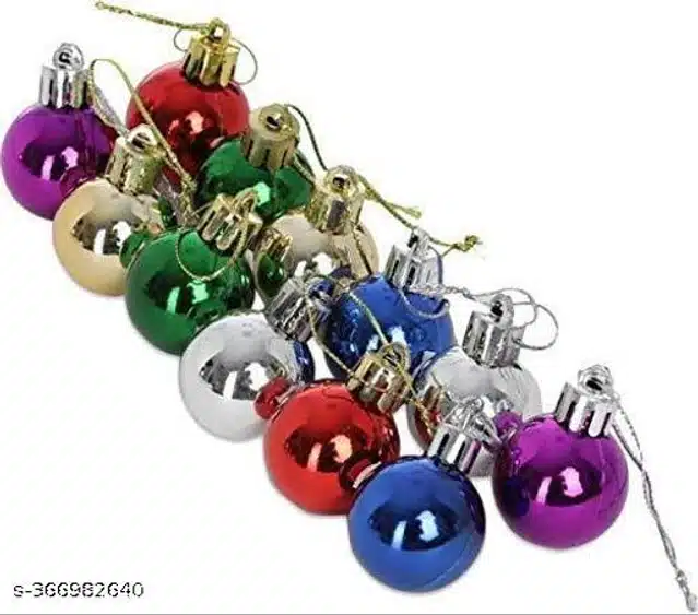 Plastic Christmas Tree Hanging Balls (Multicolor, Pack of 12)