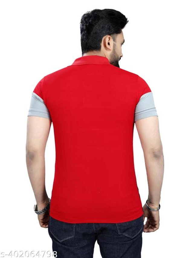 Striped Half Sleeves T-Shirt for Men (Red, M)
