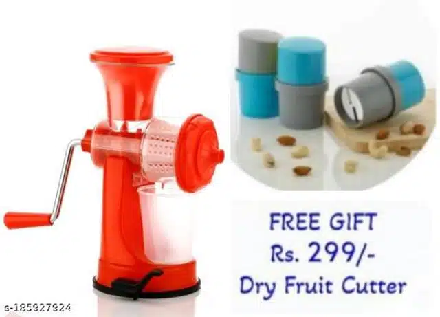 Plastic Manual Hand Juicer with Dry Fruit Cutter (Multicolor, Set of 2)