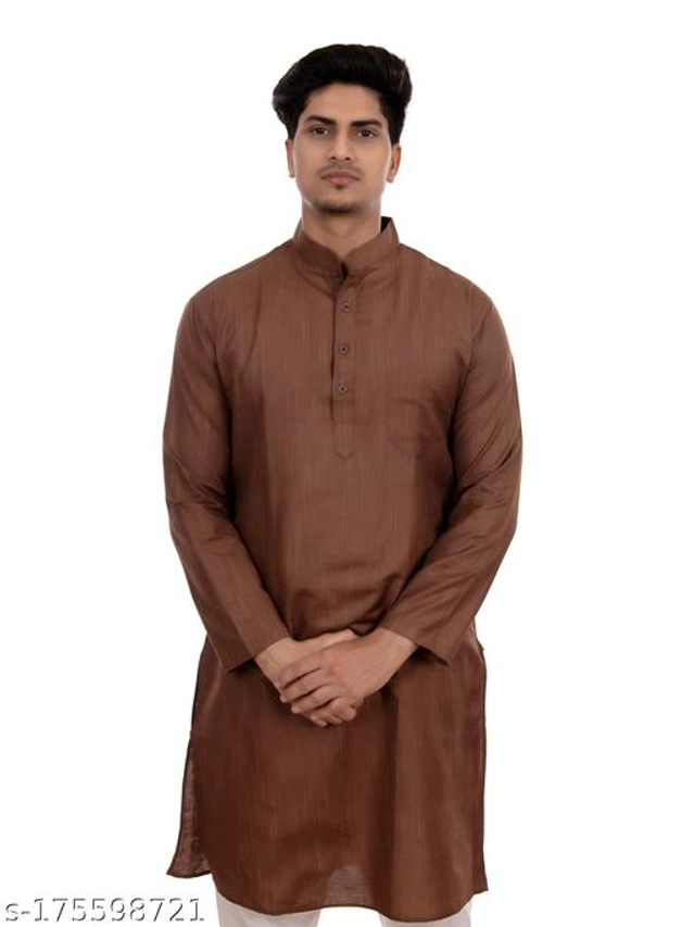 Cotton Blend Kurta for Men (Brown, M)