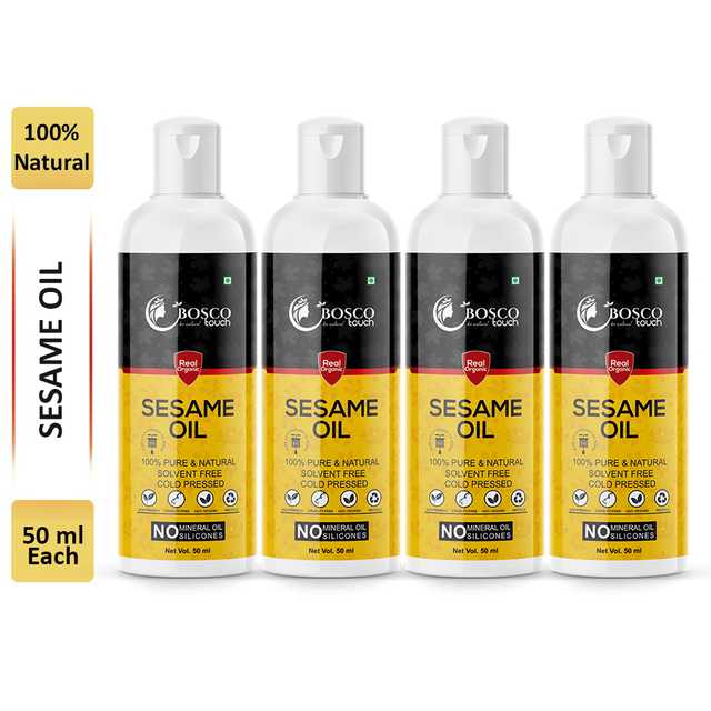 Bosco Touch Organic Wood Pressed Edible Sesame Oil For Healthy Hair Growth (50 ml) (For Men & Women) (Pack of 4) (B-65)