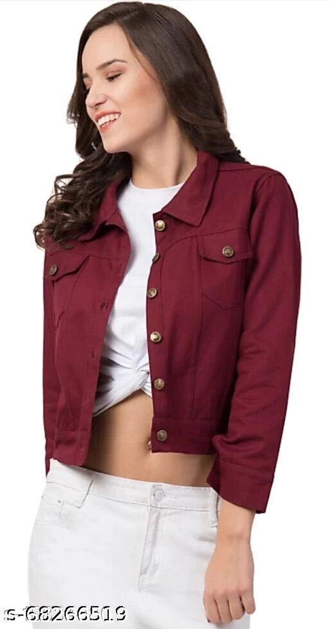 Full Sleeves Solid Jacket for Women & Girls (Maroon, S)