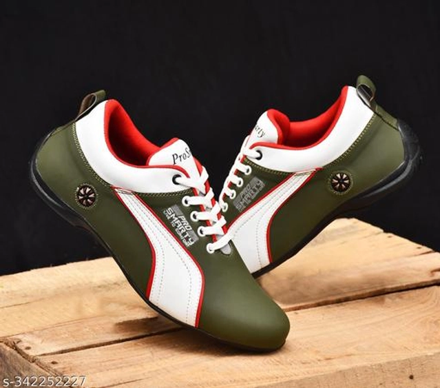 Sports Shoes for Men (Olive & White, 6)