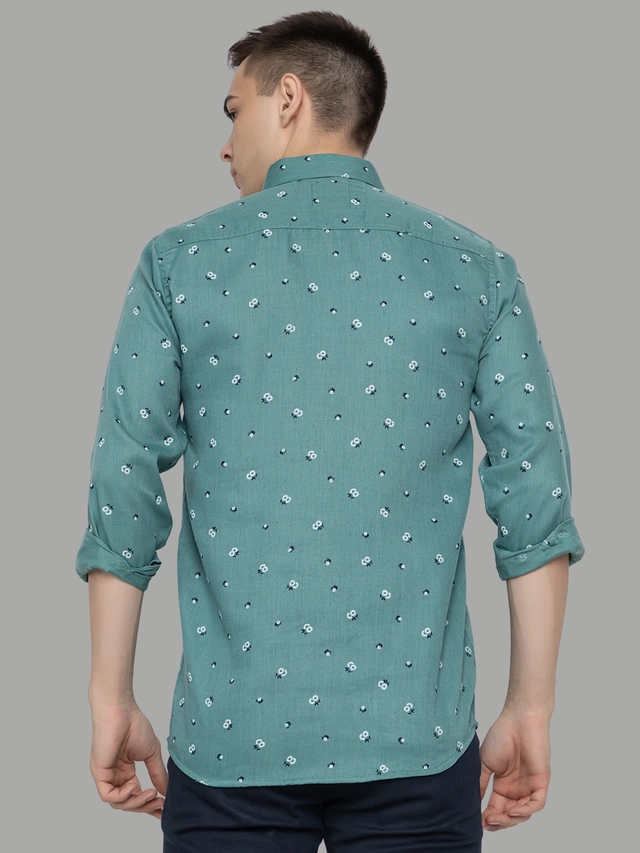 Full Sleeves Printed Shirt for Men (Green, M)