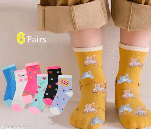 Cotton Socks for Kids (Multicolor, Pack of 6)