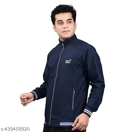 Polyester Jacket for Men (Navy Blue, M)