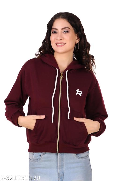 Fleece Solid Jackets for Women (Maroon, S)