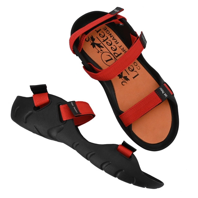 Sandals for Men (Red & Black, 6)