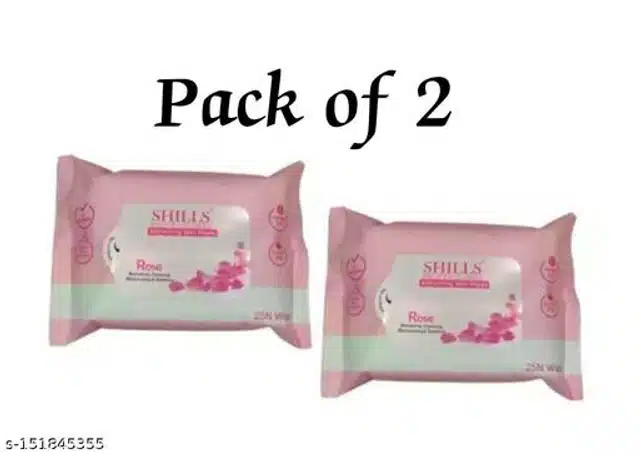 Shills Rose Wet Face Wipes (Pack of 2)