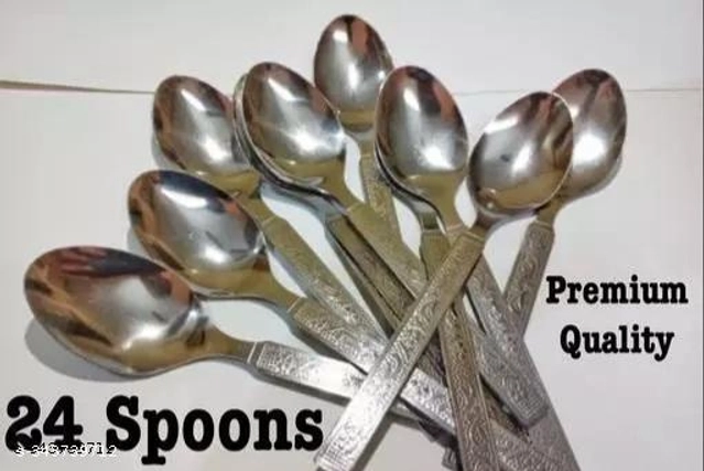 Stainless Steel Spoons (Silver, Pack of 24)