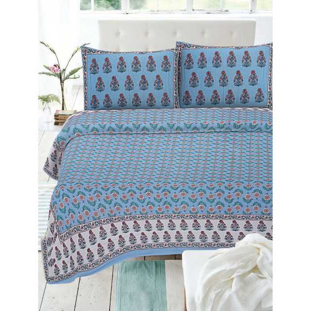 Premium Pure Cotton King Size Bedsheet (210 TC) (Sky Blue) (J.G-003)