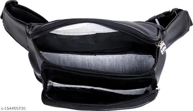 Faux Leather Waist Bag for Men & Women (Black)