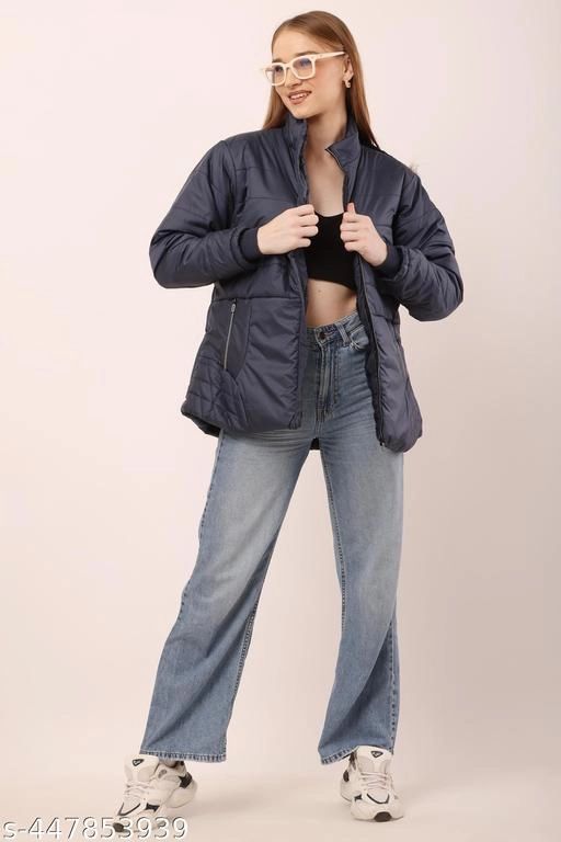 Nylon Jacket for Women (Navy Blue, L)