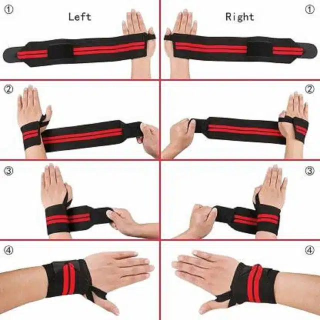 Wrist Band with Thumb Loops for Men & Women (Black & Red, Set of 1