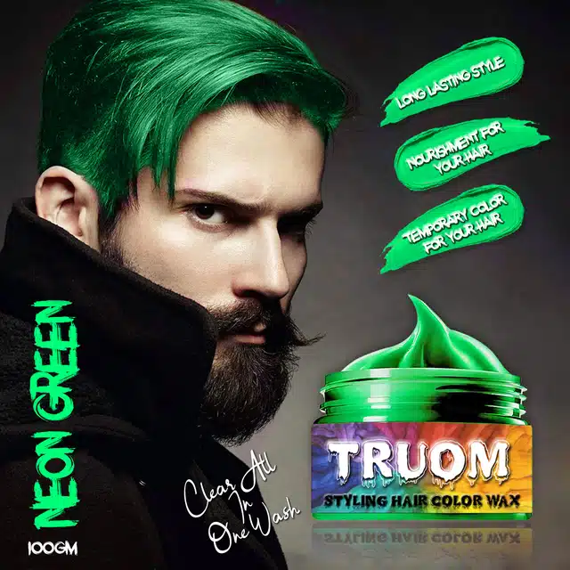 Truom Non-Alcohol Hair Wax for Men (Neon Green, 100 g)