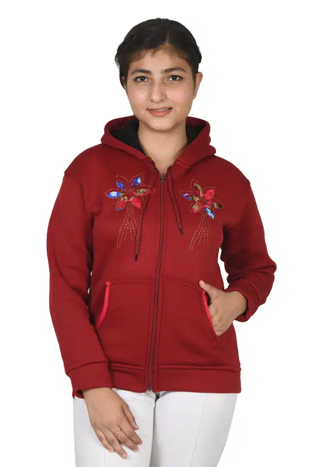 Full Sleeves Hoodies for Women (Maroon, L)