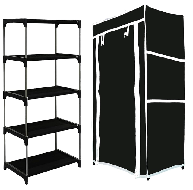 Metal 4 Layer Collapsible Shoe Rack (Black)