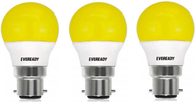 EVEREADY 0.5 W Basic Standard B22 LED Bulb  (Yellow, Pack of 3) AS