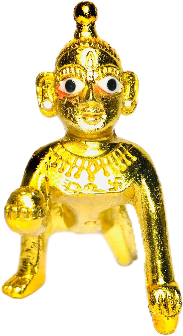 Metal Laddu Gopalji Idol (Gold, 6 cm)